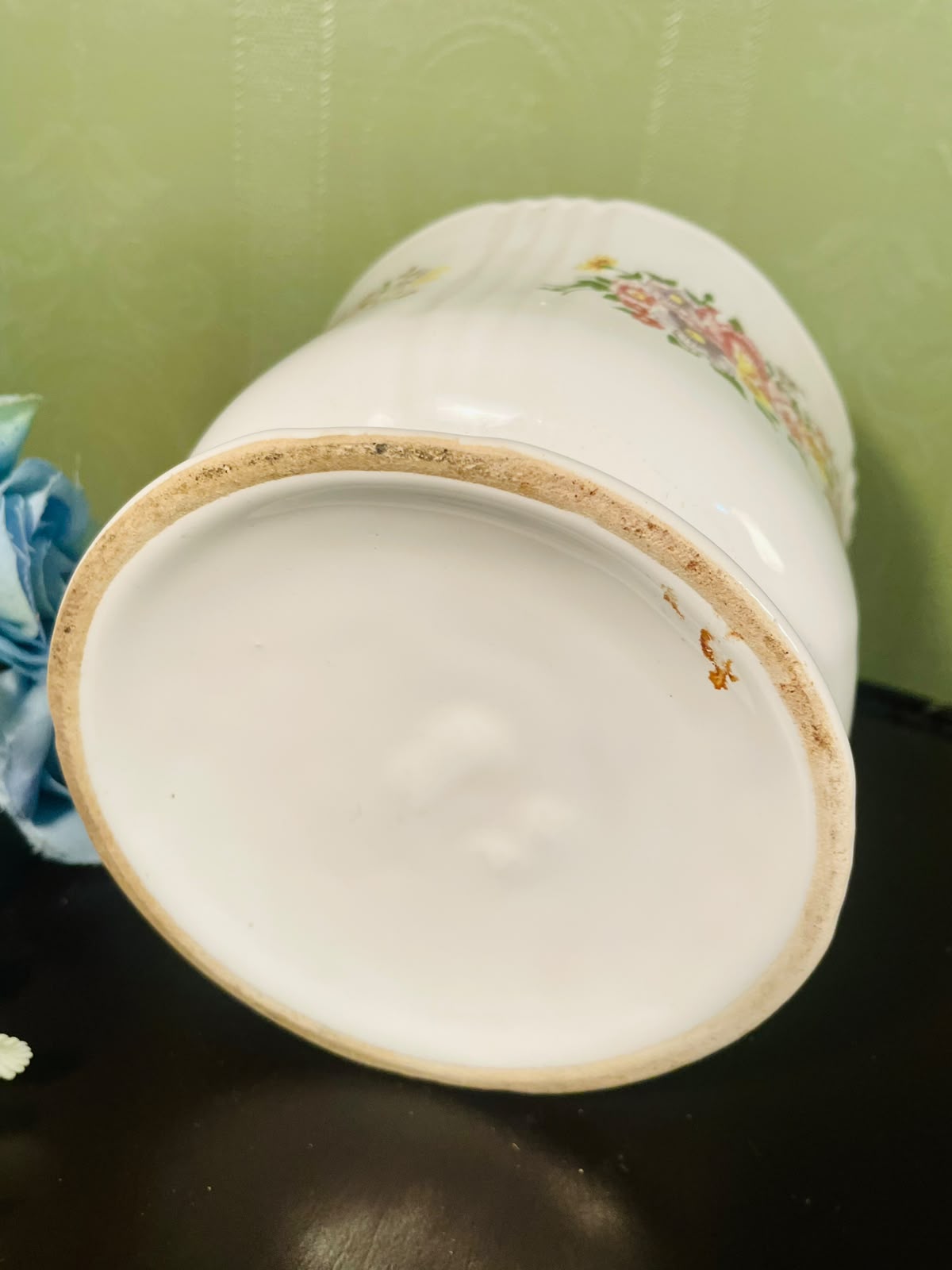 Vintage Floral Ceramic Planter Pot with Saucer – 5 Inch