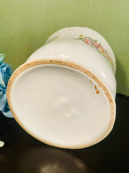 Vintage Floral Ceramic Planter Pot with Saucer – 5 Inch