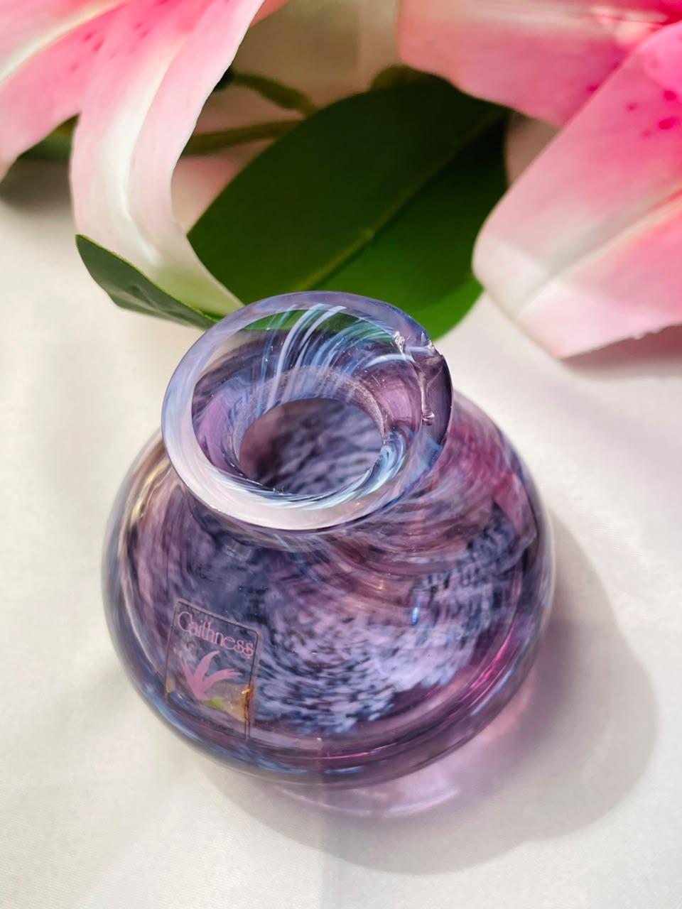 Caithness Purple Swirl Crystal Vase Approx. 8 cm