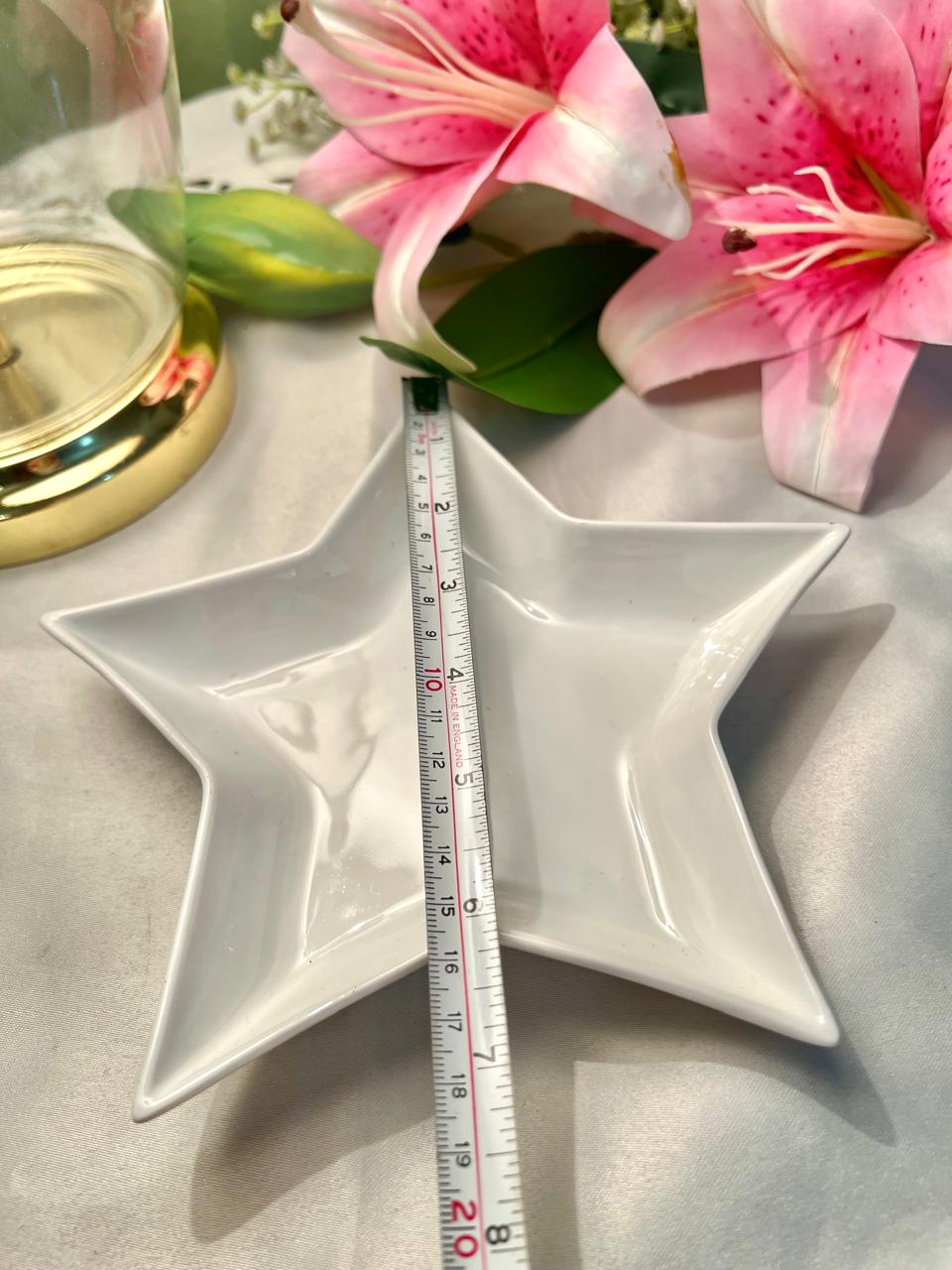 White Star-Shaped Ceramic Serving Dish – 7 Inch