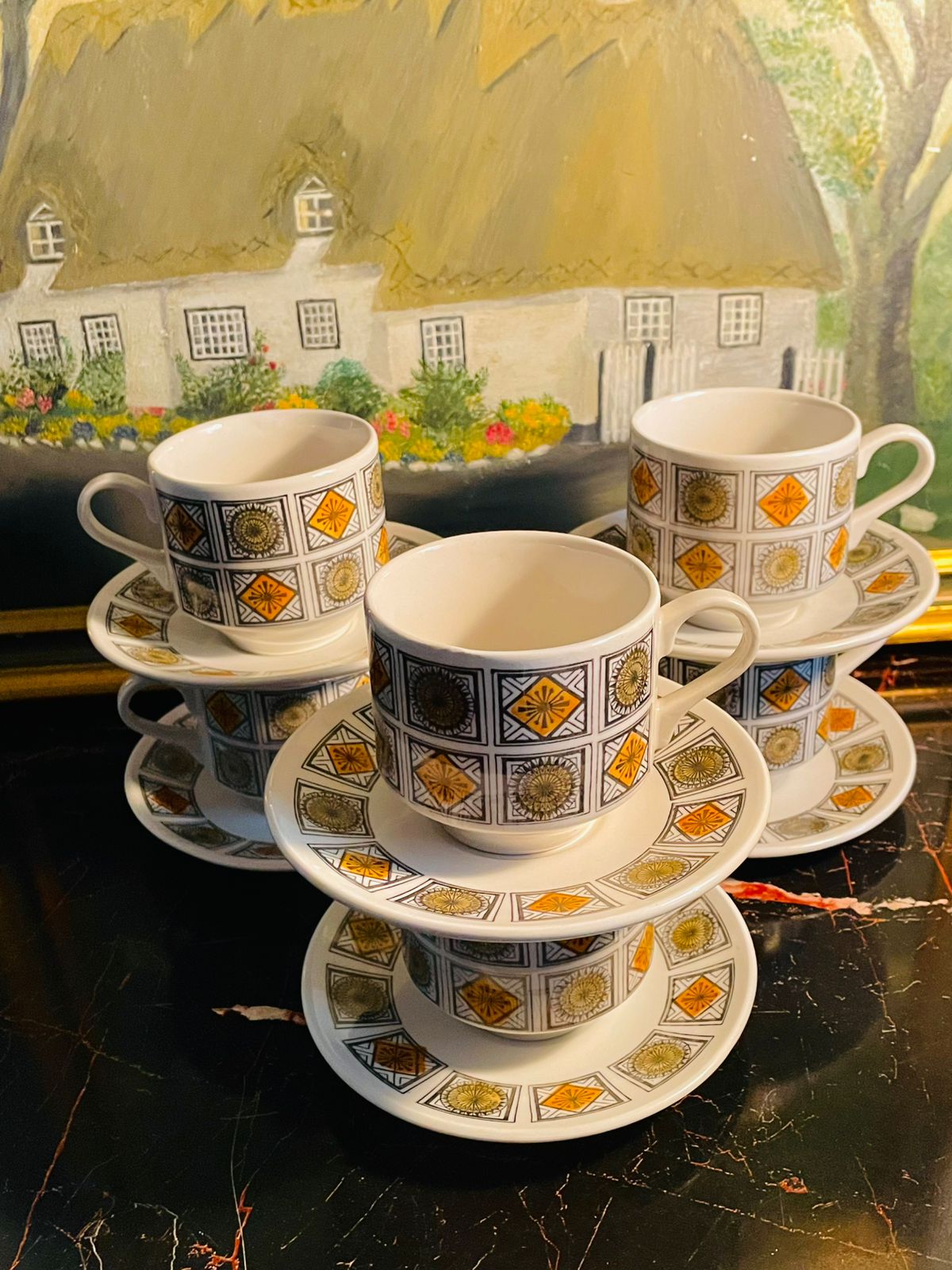 18 pcs Staffordshire Geometric Tea Set – Made in England