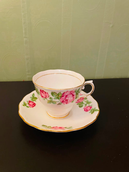 Colclough Pink Rose Bone China Tea Cup & Saucer Set