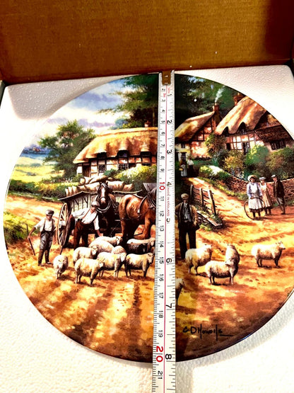 Vintage English Sheep Village Collector Plate 20 cm Boxed