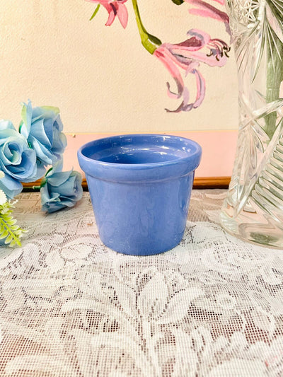 Vintage Blue Glazed Ceramic Planter Pot – 3 Inch