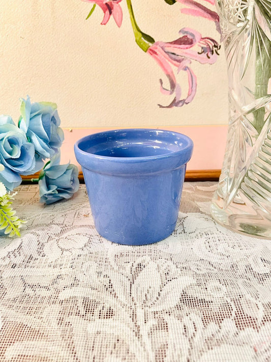 Vintage Blue Glazed Ceramic Planter Pot – 3 Inch