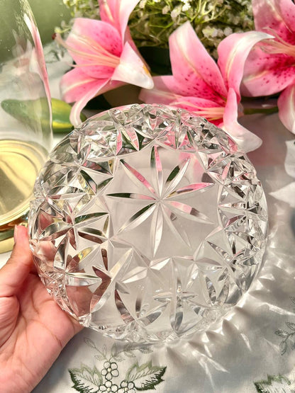 Vintage Clear Crystal Star-Cut Large Serving Bowl – Approx. 7 Inch