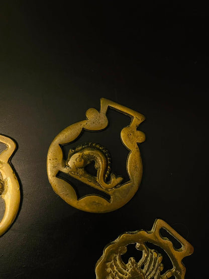Vintage Brass Zodiac Horse Medallions Set of 3