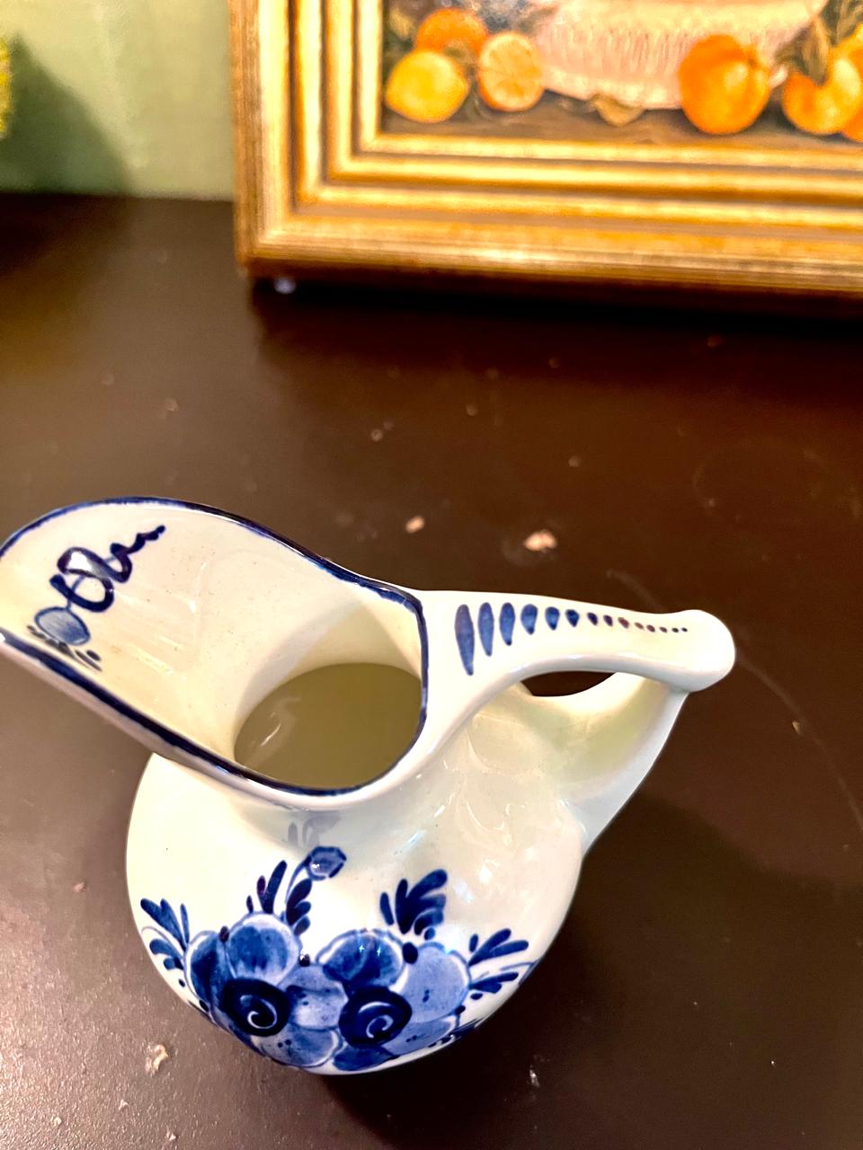 Vintage Blue & White Floral Ceramic Creamer Jug – 4 Inch