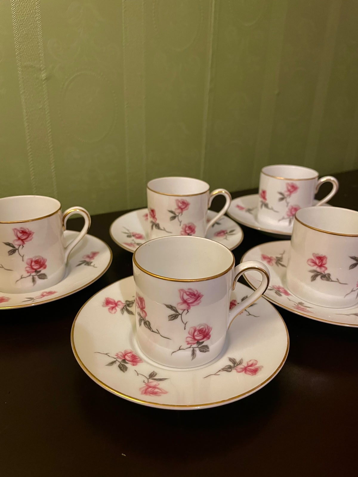 Vintage noritake China Rose Coffeecup & Saucer Set of 5