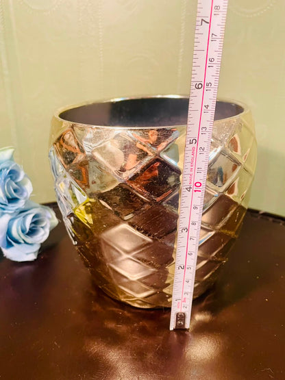 Silver Diamond Embossed Decorative Planter Pot – 6 Inch