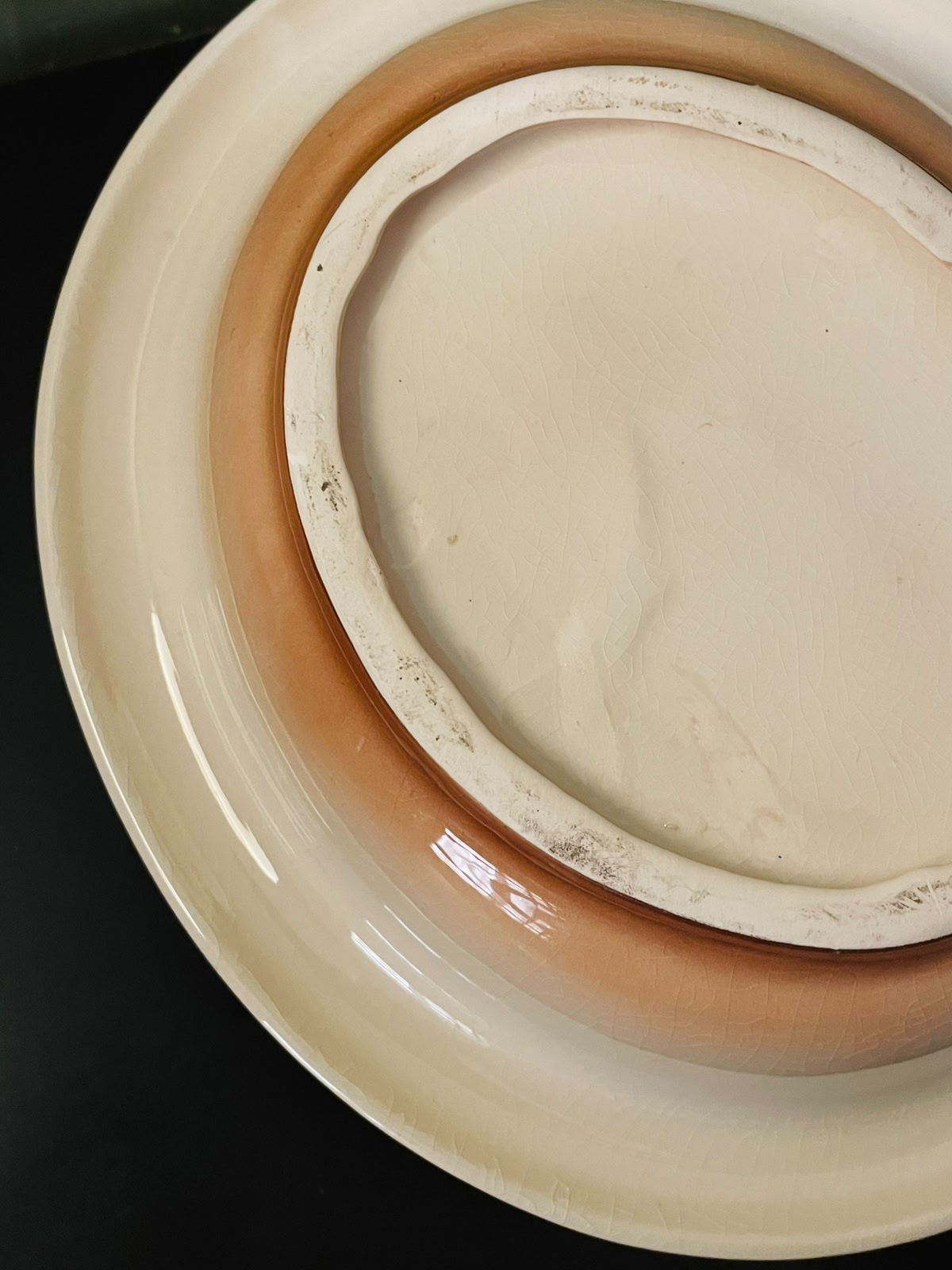 Vintage Brown Ombre Ceramic Serving Bowl 11 Inch