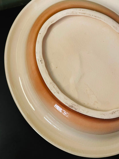 Vintage Brown Ombre Ceramic Serving Bowl 11 Inch