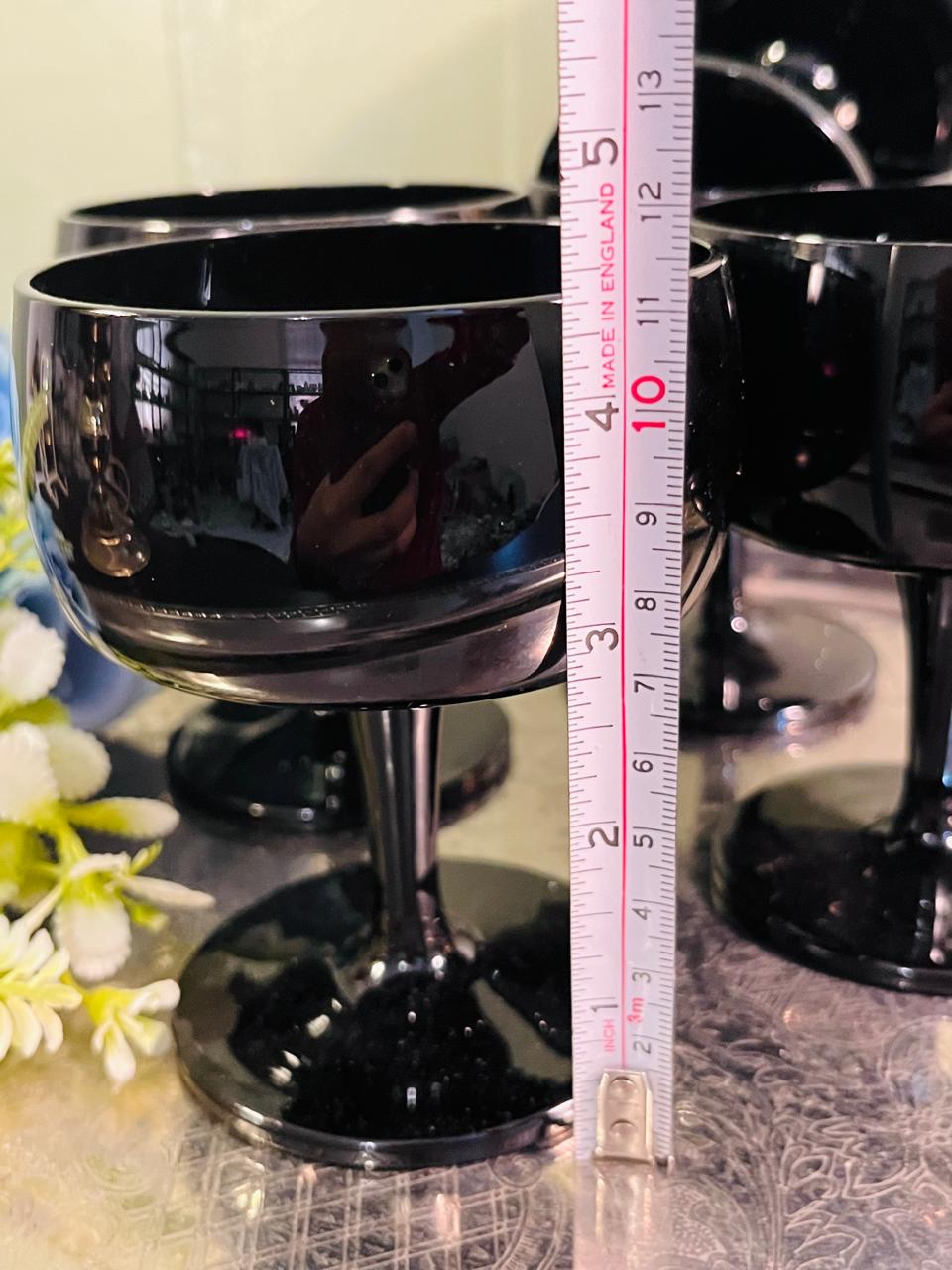 Vintage Black Crystal Glass Dessert Coupes Set of 5 – 12 cm