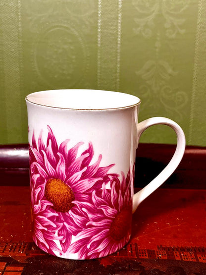Pink Floral Fine Bone China Mug 4" – Large Chrysanthemum Design