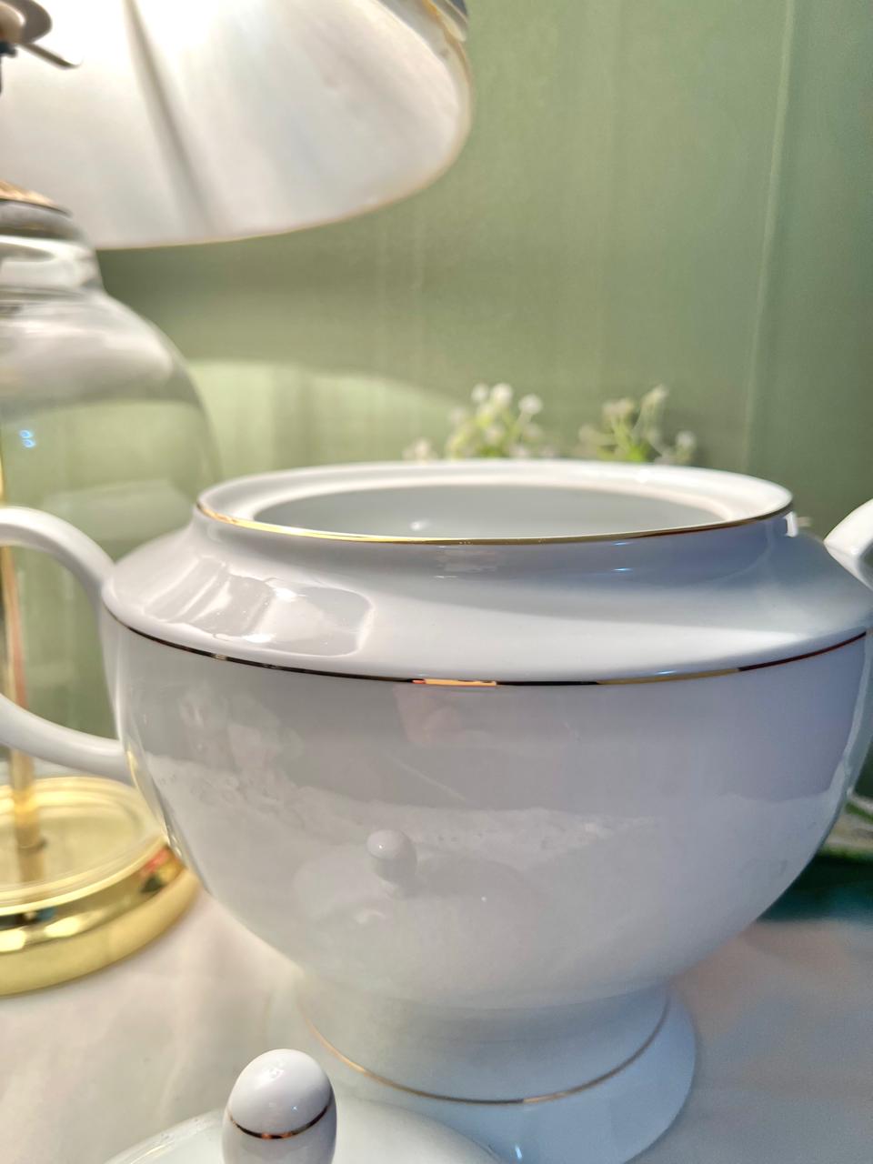 Excelsior Fine Porcelain White Gold Lidded Soup Tureen 23cm