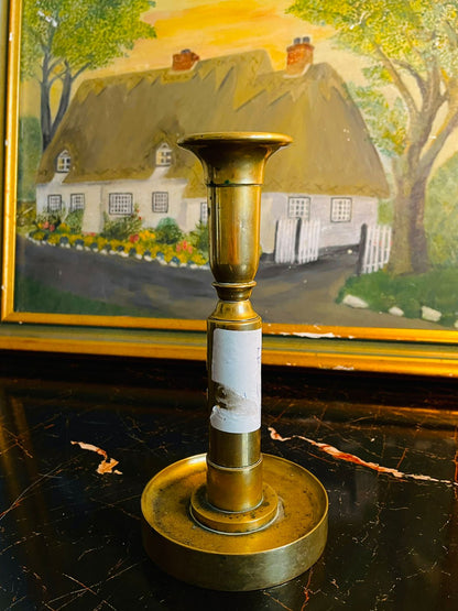 Vintage Brass Candlestick with Round Drip Tray – Classic Taper Holder