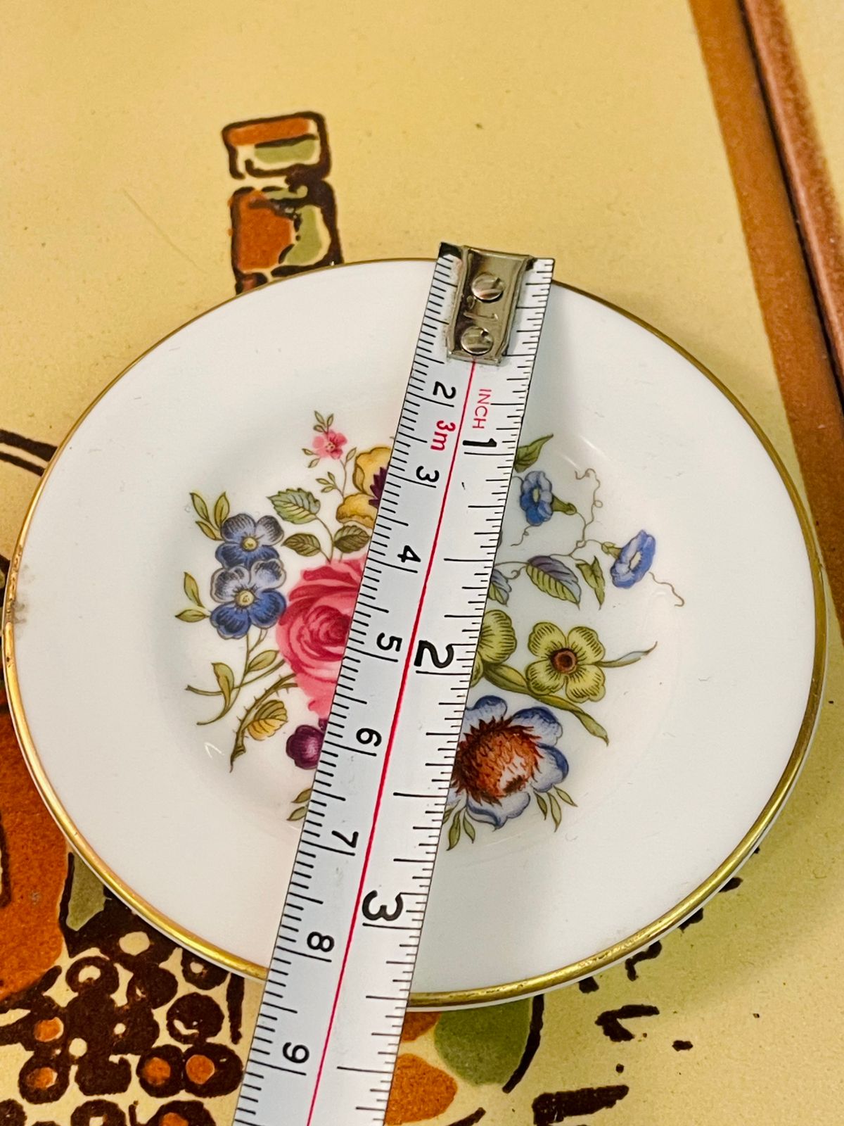 Vintage Floral Bone China Trinket Dish – Mini Jewellery Plate