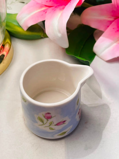 Blue Floral Ceramic Creamer Jug Approx. 9 cm