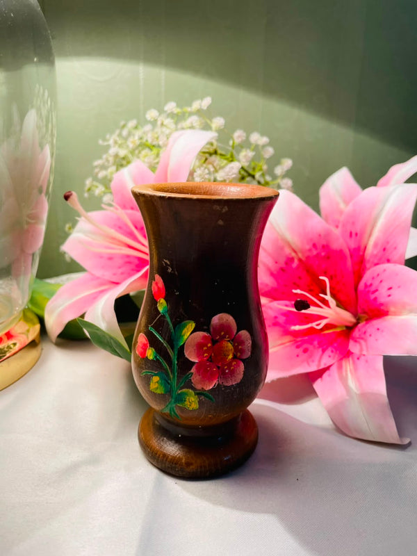 Višnar Yugoslavia Wooden Floral Vase Approx. 12 cm