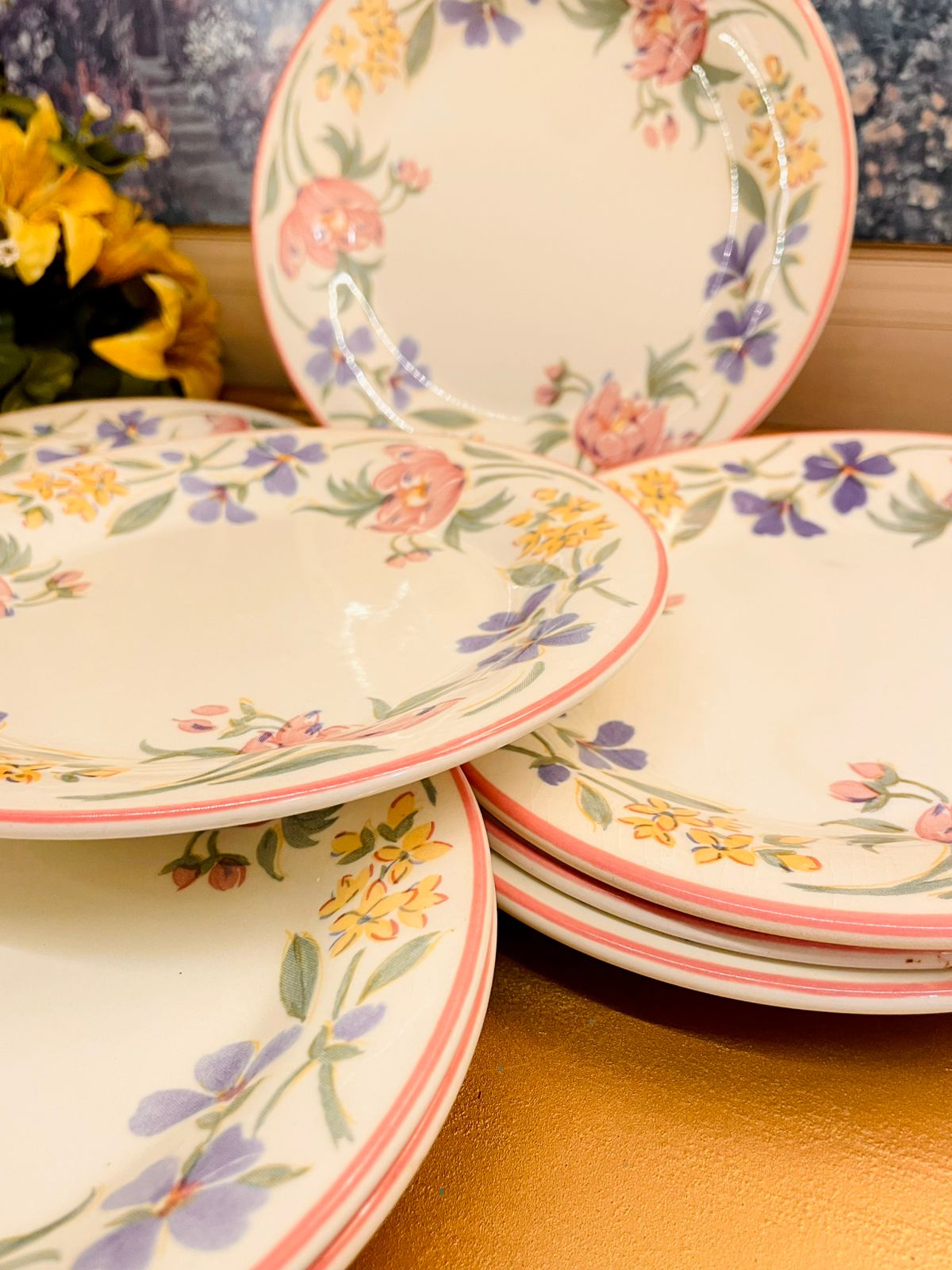 Set of 8 Staffordshire Tableware Chelsea Floral Salad Plates – Vintage English Dinnerware