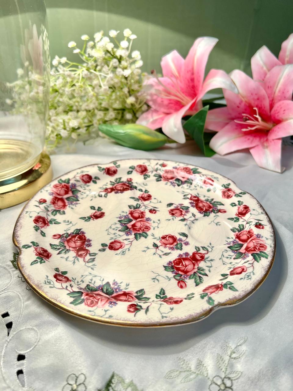 James Kent Pink Rose Floral Serving Plater  – 9 Inch
