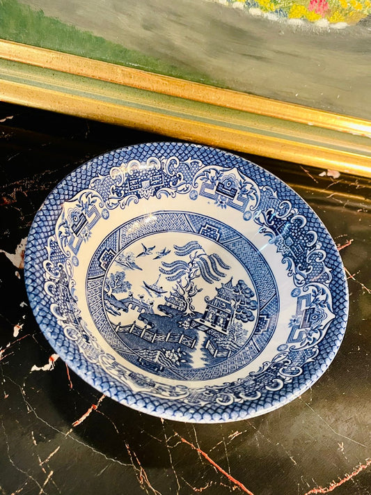 Churchill Blue Willow Deep Bowl, Soup Bowl – England