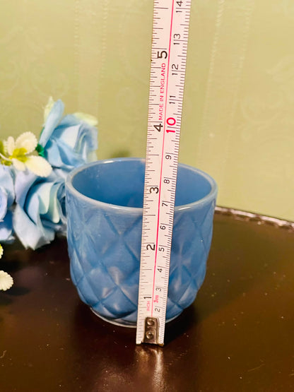 Blue Diamond Textured Ceramic Mini Planter – 3 Inch