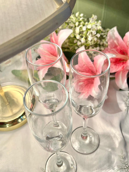 Set of 3 Clear Crystal Champagne Flutes – Approx. 9 Inch