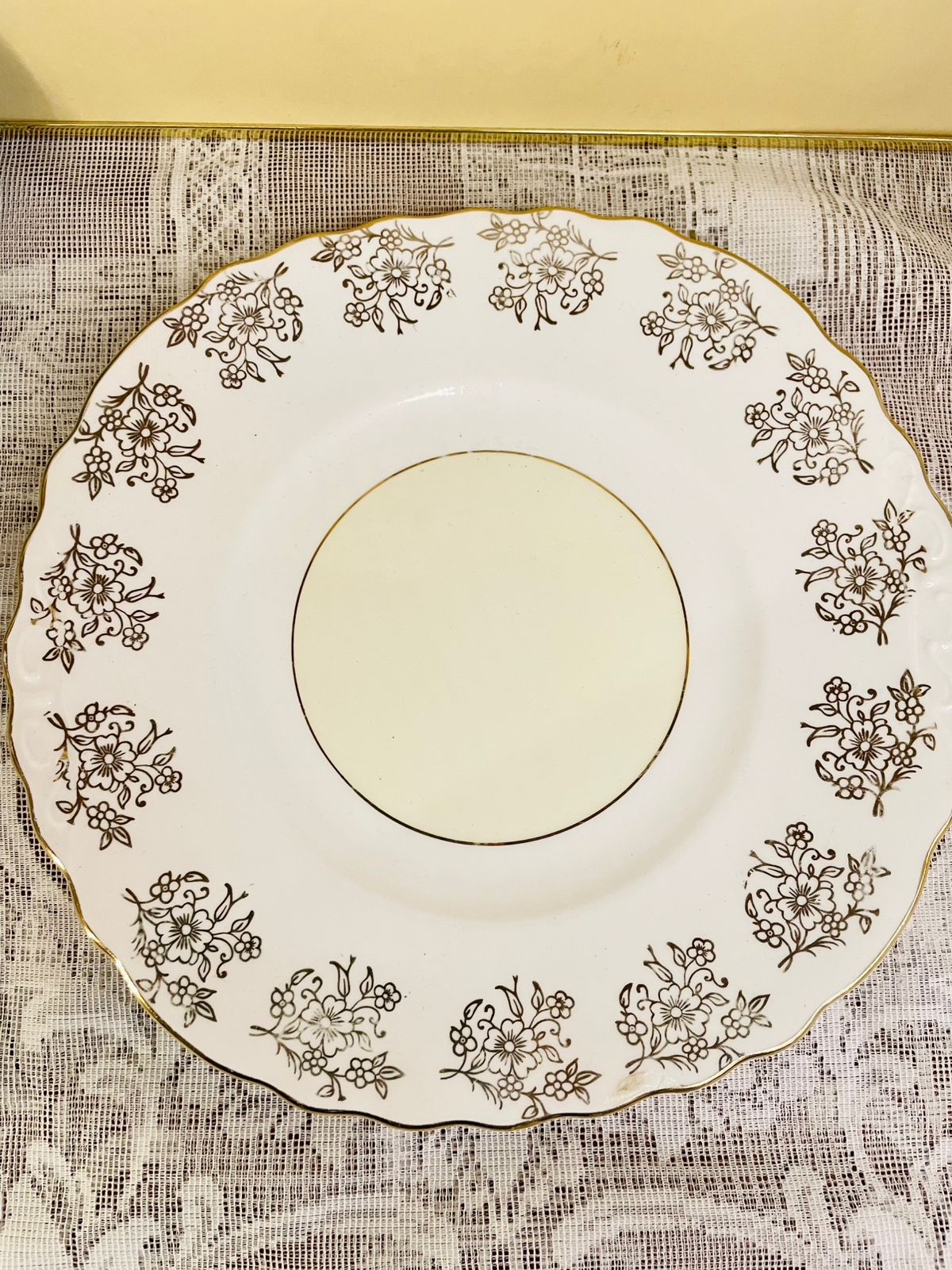 Vintage Mayfair Bone China Cake Platter | Elegant Floral Design | Gold Trim