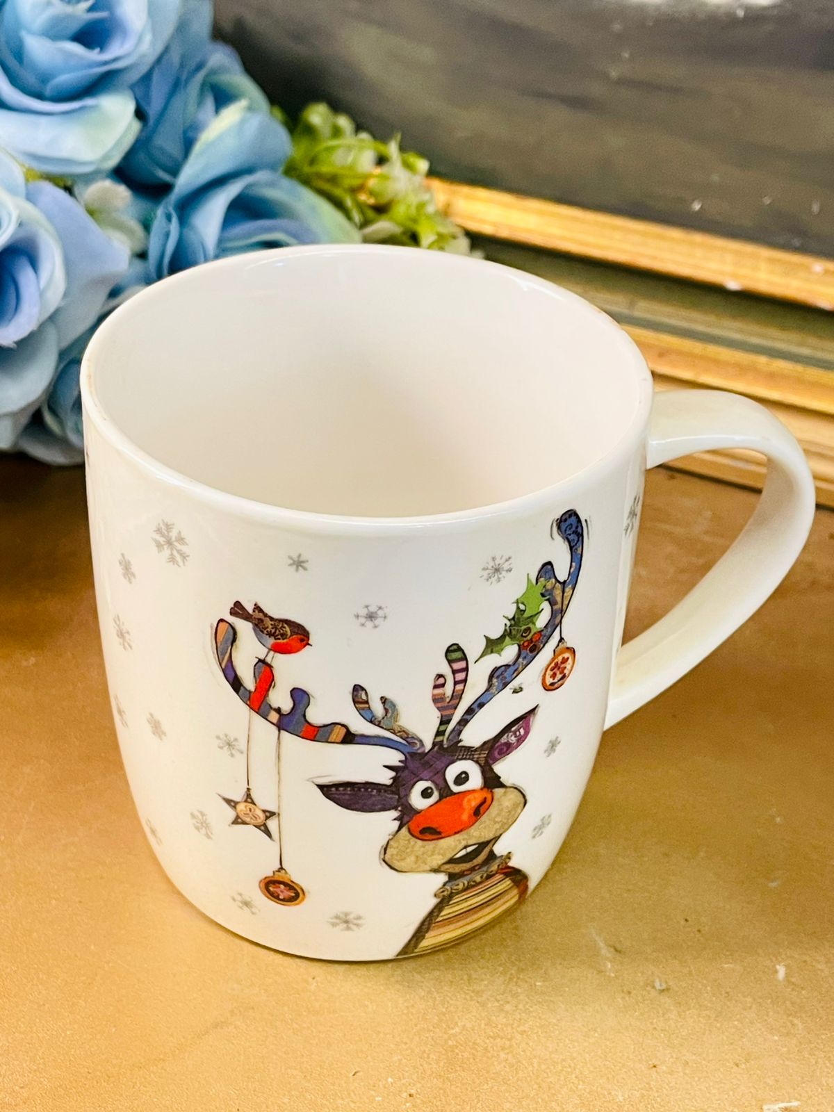 Bug Art Christmas Reindeer Fine China Mug