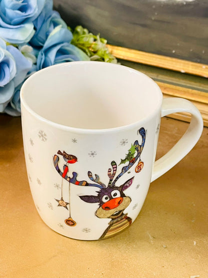 Bug Art Christmas Reindeer Fine China Mug