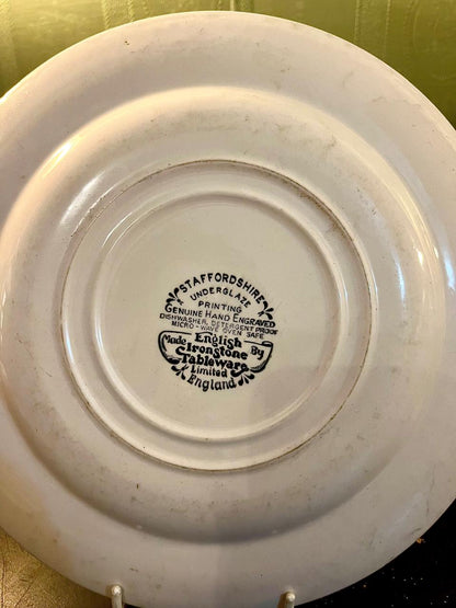 Vintage Blue Willow Style Transferware Dinner Plate 10 Inch Blue & White Ceramic