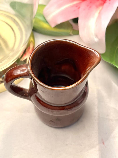Vintage Brown Glazed Ceramic Milk Jug Approx. 10 cm