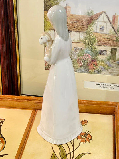 Porcelana Valencia Spain Figurine – 10.5” Girl with Lamb Porcelain