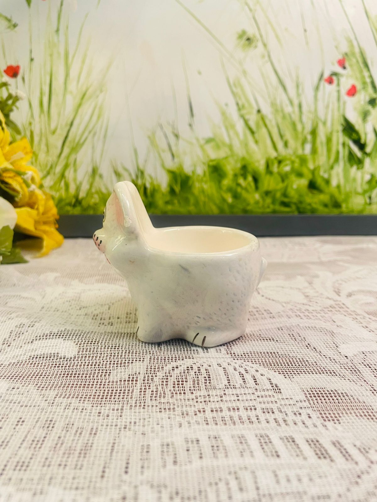 Vintage Ceramic Dog Egg Cup Holder