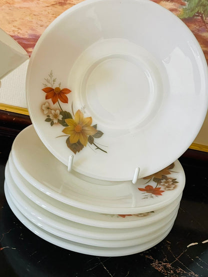 Vintage Floral Tea Cup & Saucer Set of 6 – Autumn Blossom Design (England)