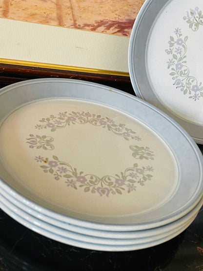 Set of 5 Vintage Kiln Craft Staffordshire Dinner Plates – Floral Wreath Design (England)
