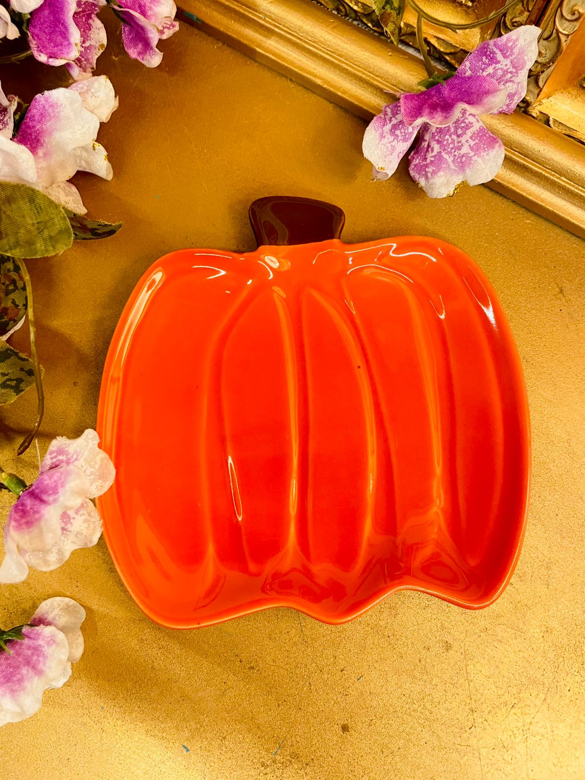 Crate & Barrel Pumpkin Ceramic Serving Dish