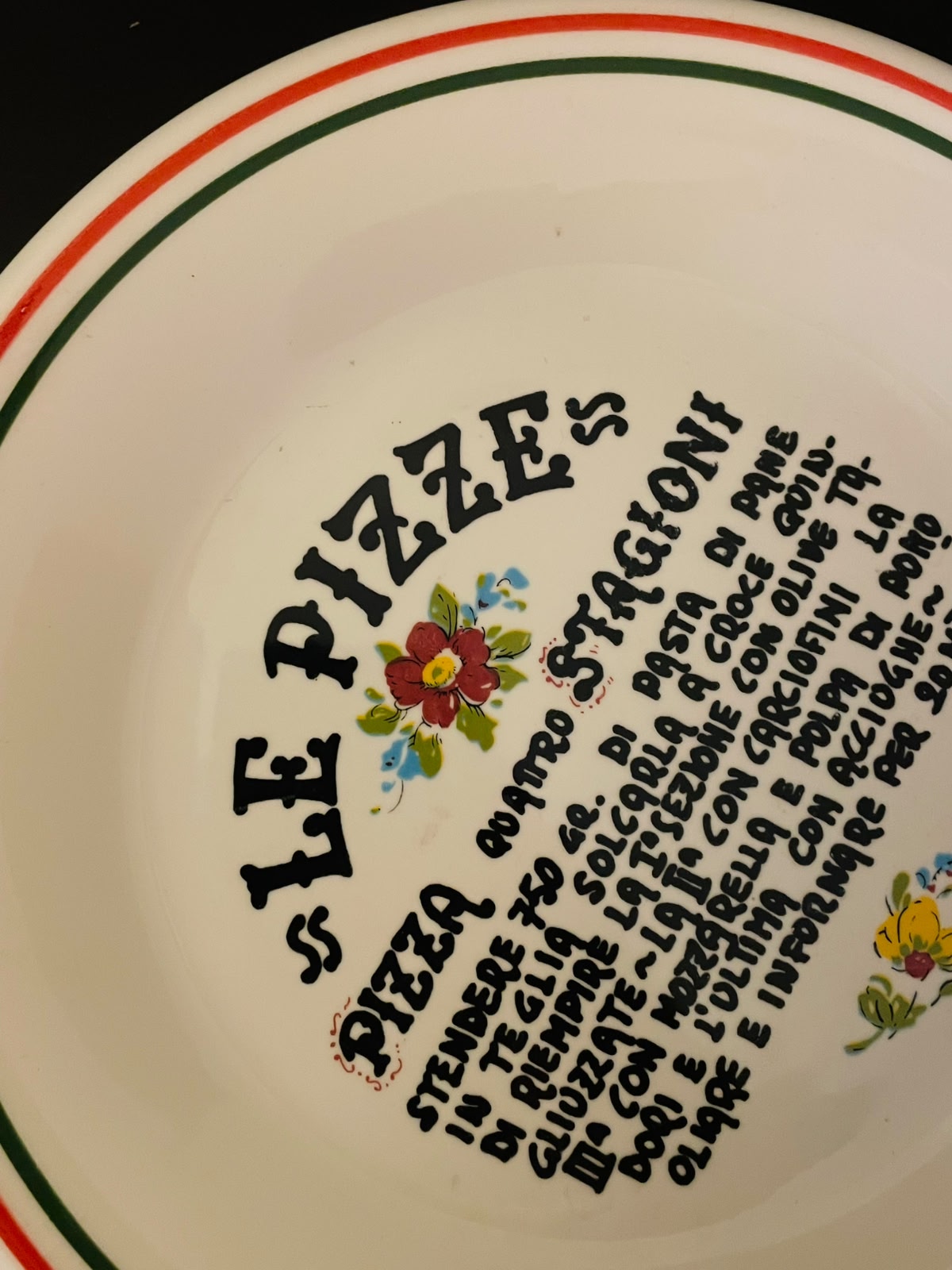 Vintage Italian Le Pizze Pizza Plate 10 Inch Hand Painted