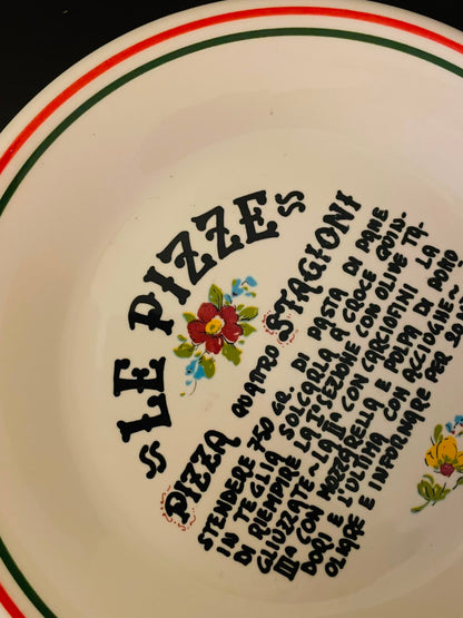 Vintage Italian Le Pizze Pizza Plate 10 Inch Hand Painted