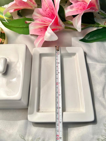 Maxwell & Williams White Basics Porcelain Rectangular Butter Dish With Lid