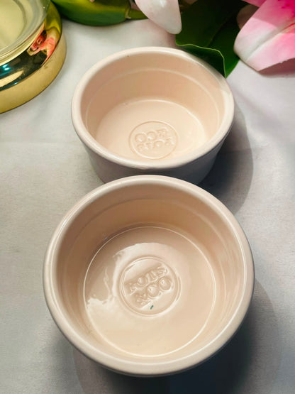 Pair of Cream Glazed Ceramic Ramekin Bowls Approx. 9 cm