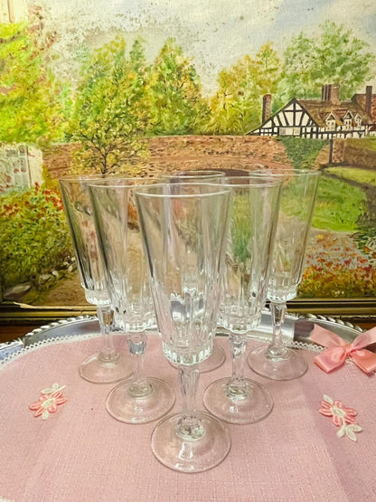 Vintage Set of 6 French Luminarc Lance Style Glasses – Elegant Retro Drinkware