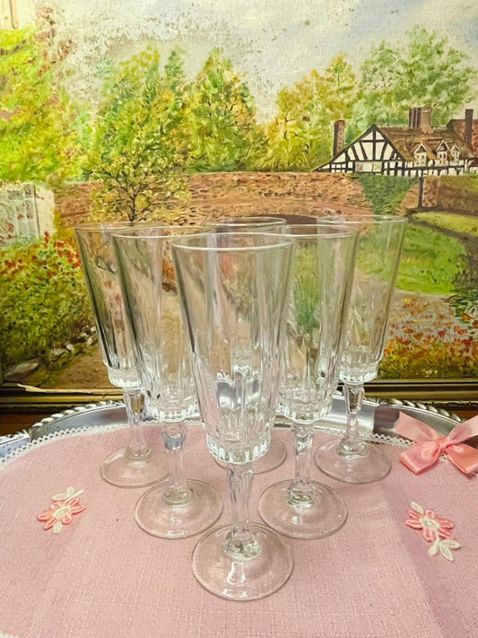 Vintage Set of 6 French Luminarc Lance Style Glasses – Elegant Retro Drinkware