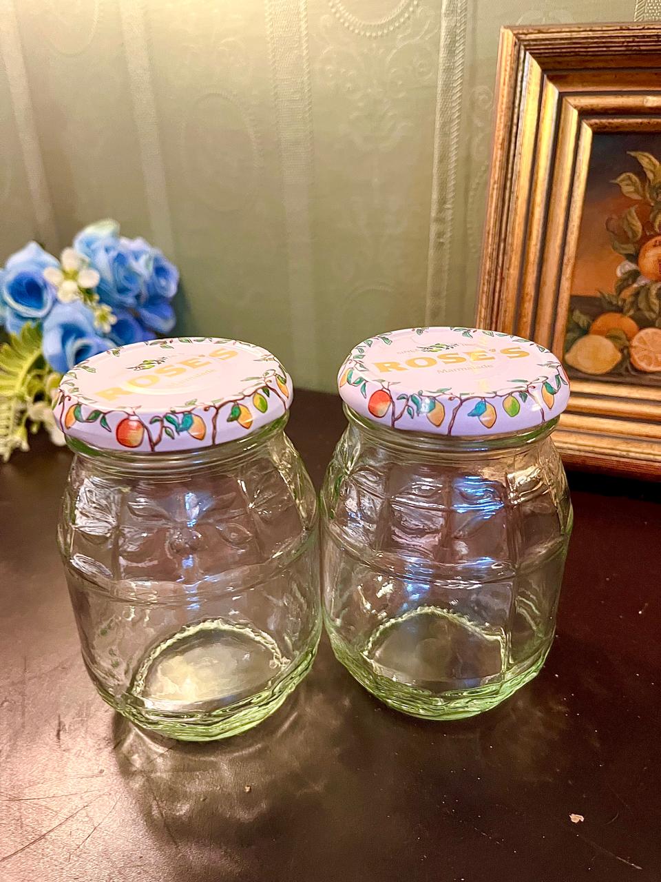 Set of 2 Roses Glass Storage Jars – Floral Lid Kitchen Jars