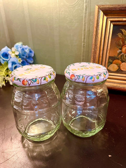 Set of 2 Roses Glass Storage Jars – Floral Lid Kitchen Jars