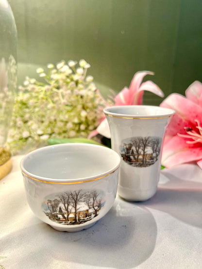 Crown Bavaria Winter Scene Porcelain 2-Piece Set