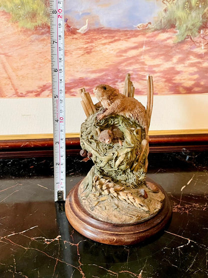 Vintage Ceramic Mouse Figurine on Nest – Collectible Nature Sculpture (England)