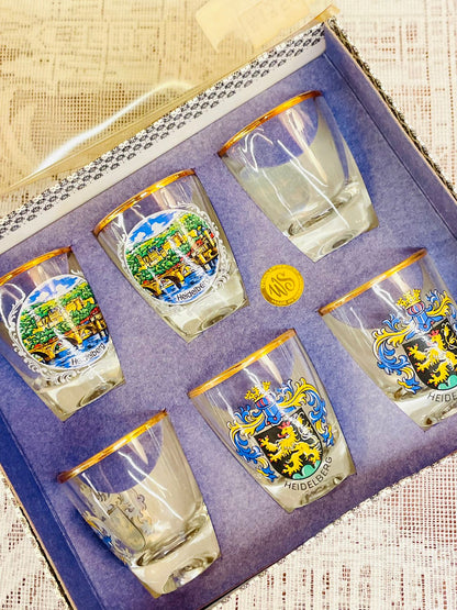 Vintage Heidelberg Shot Glass Set Made in Germany