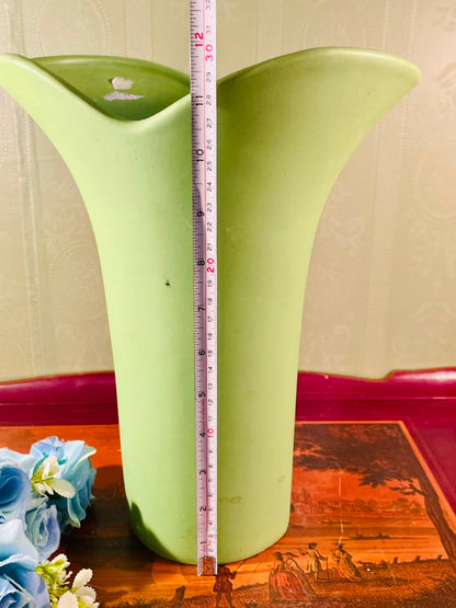 Green Flared Ceramic Vase – 12 Inch